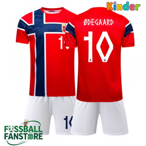Norwegen Martin Odegaard #10 Replik Heimtrikot Kinder WM 2026 Kurzarm (+ Kurze Hosen)